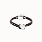 Leather bracelet with green oval faceted crystal
